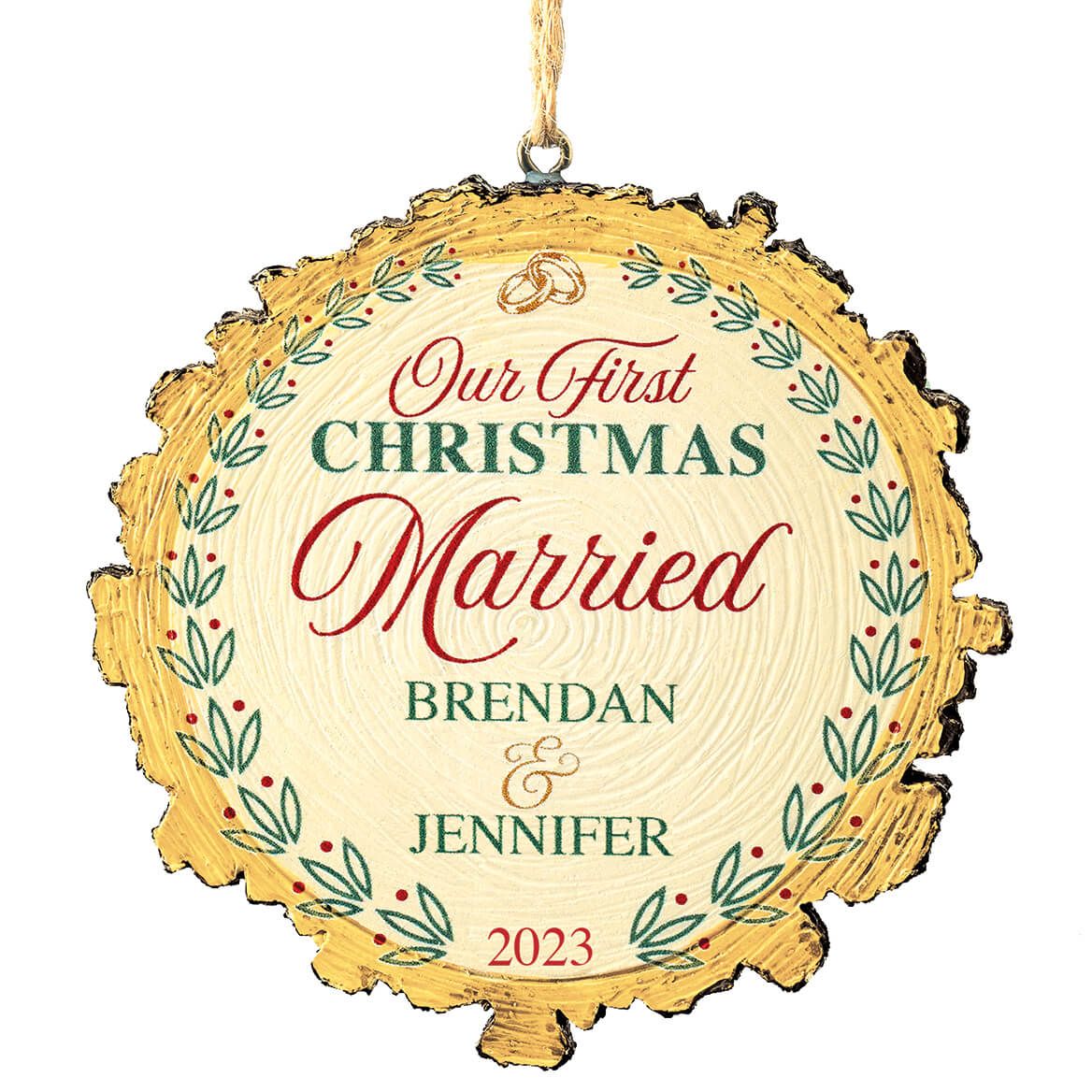 Personalized Our First Christmas Married Wood Slice Ornament + '-' + 375917