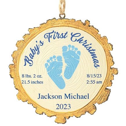 Personalized Baby's First Christmas Footprint Wood Slice Ornament-375920