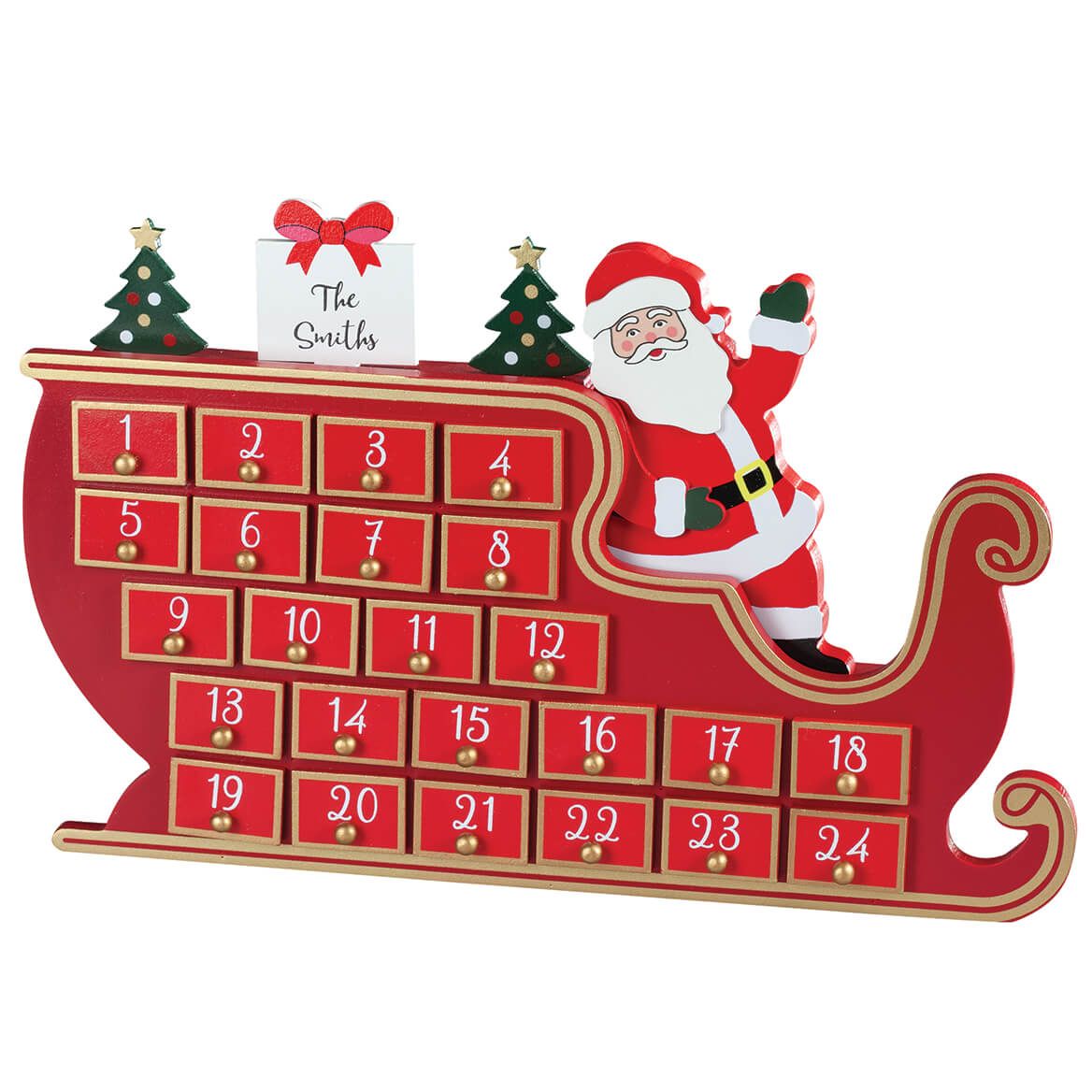 Personalized Wood Santa Sleigh Countdown Calendar By Holiday Peak™ + '-' + 375937