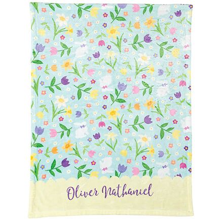 Personalized Bunnies and Flowers Children's Blanket-376359