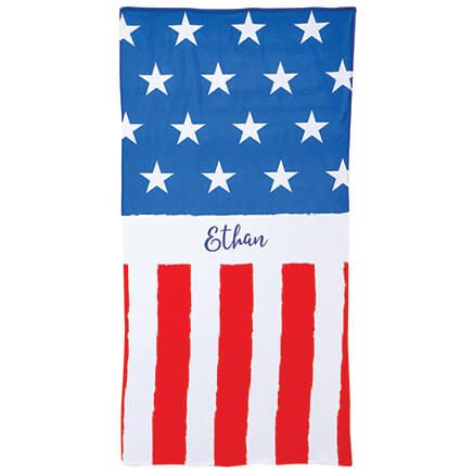 Personalized American Flag Beach Towel-376729