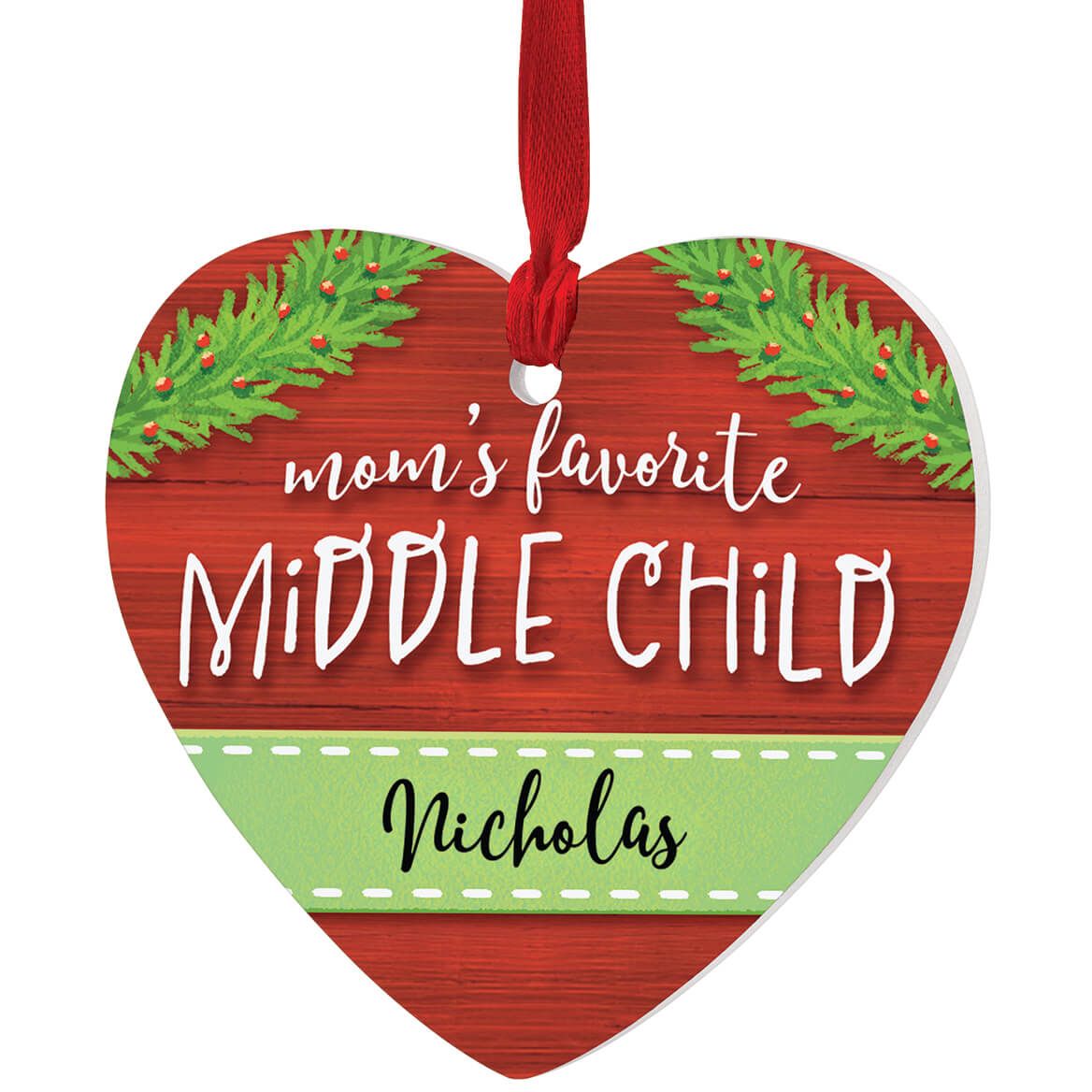 Personalized Mom's Favorite Middle Child Heart Ornament + '-' + 376964