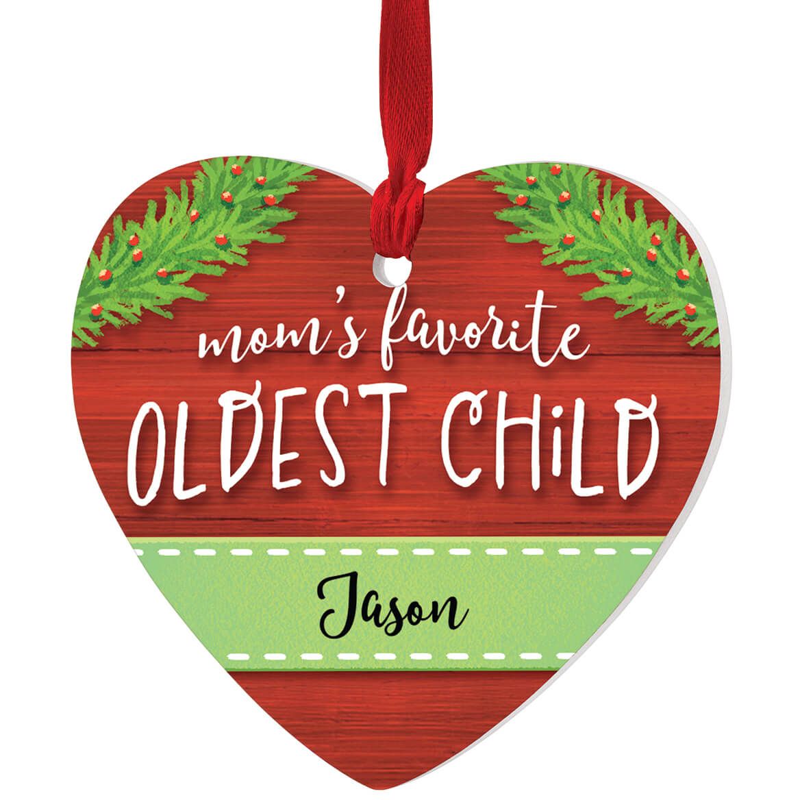 Personalized Mom's Favorite Oldest Child Heart Ornament + '-' + 376965