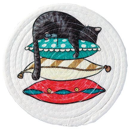 Cat On Pillows Round Trivet-377107