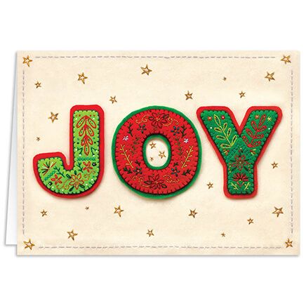 Personalized Joy Felt Collage Christmas Cards, Set of 20-377391