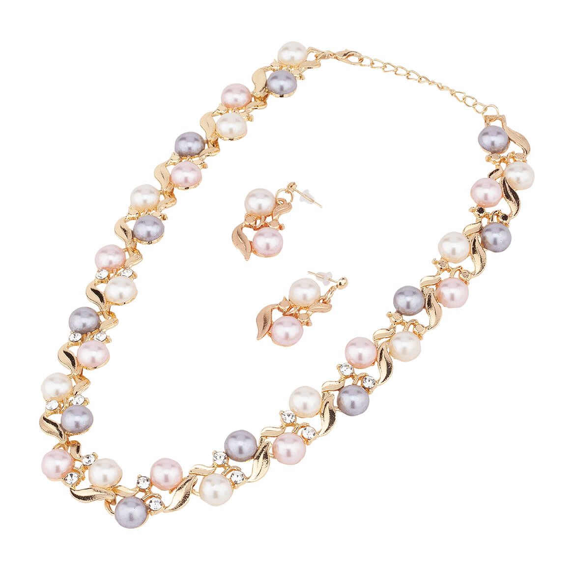 Pearl Necklace and Drop Earrings Set + '-' + 377567