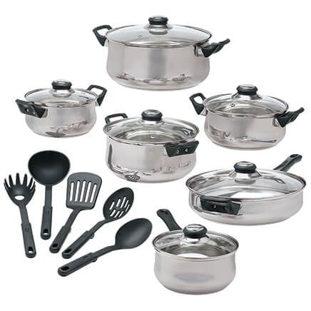 17-Pc. Deluxe Stainless Steel Cookware Set by Home Marketplace-377656