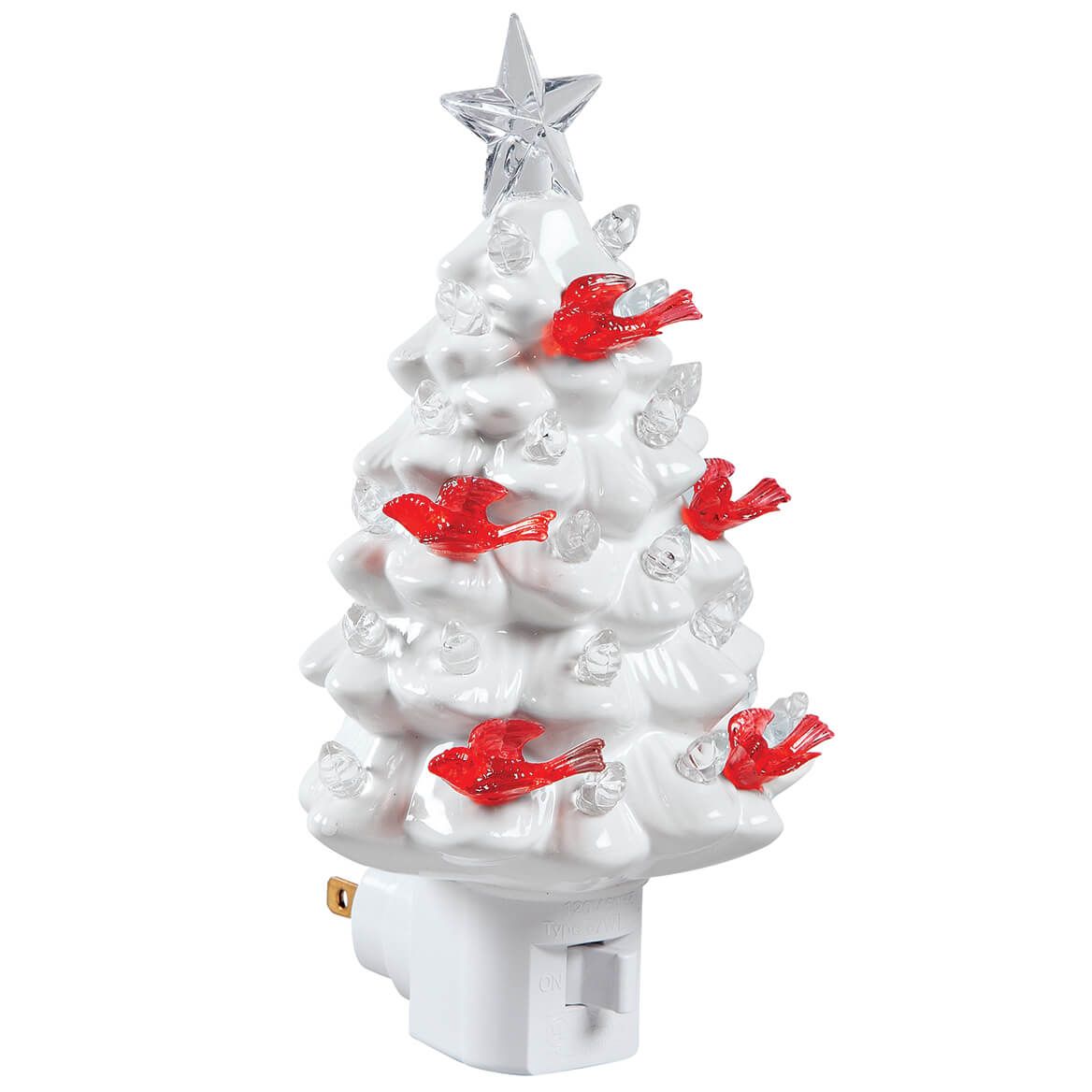 White Ceramic Tree Night Light with Cardinals + '-' + 377975