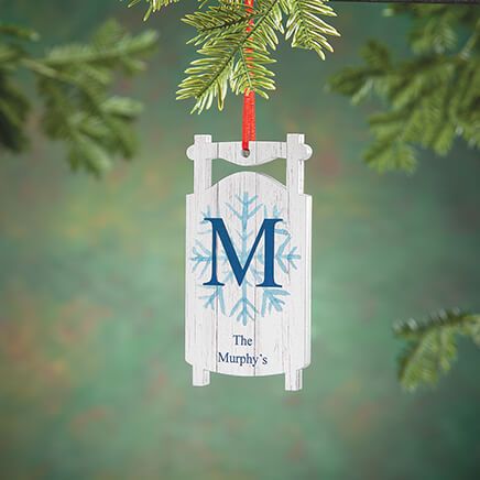 Personalized Snowflake Initial Sled Ornament-378016