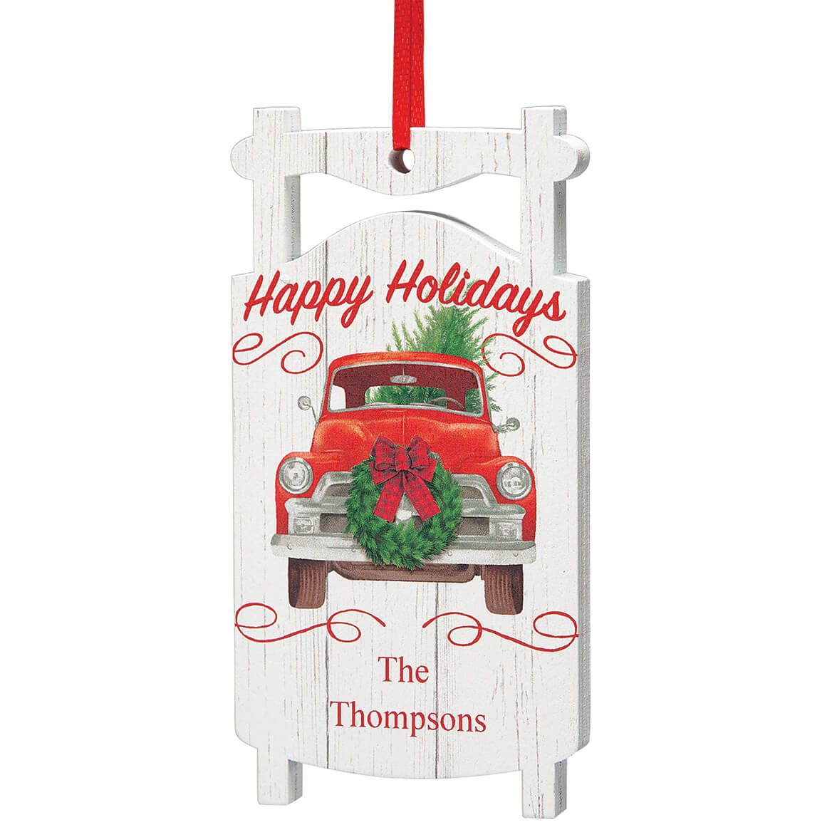 Personalized Red Truck Sled Ornament + '-' + 378019