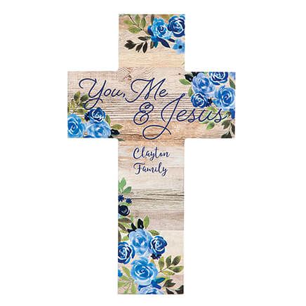 Personalized You, Me & Jesus Floral Rustic Cross-378062