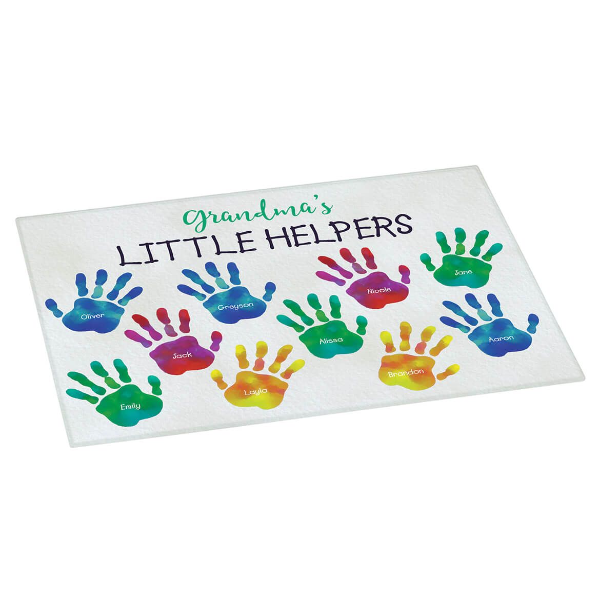 Personalized Handprint Little Helpers Glass Cutting Board + '-' + 378122