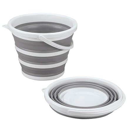 Collapsible Round Buckets with Handles by LivingSURE™, Set of 2-378375