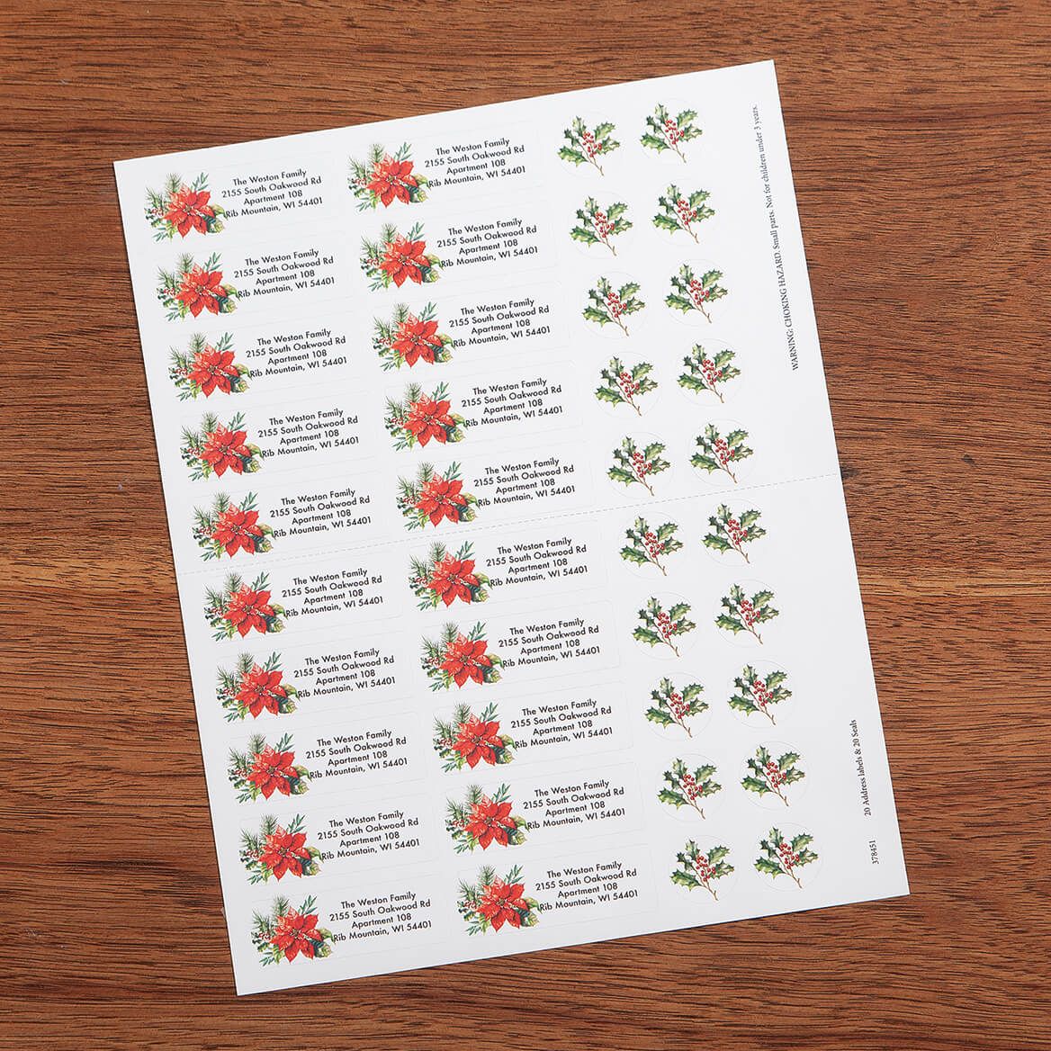 Personalized Christmas Garden Address Labels and Seals, Set of 20 + '-' + 378451