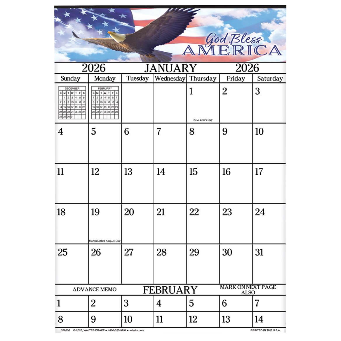 Designer Giant Calendar - God Bless America + '-' + 378656