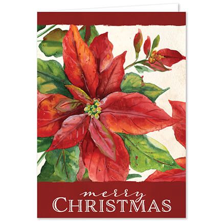 Personalized Peaceful Poinsettia Christmas Cards, Set of 20-378736