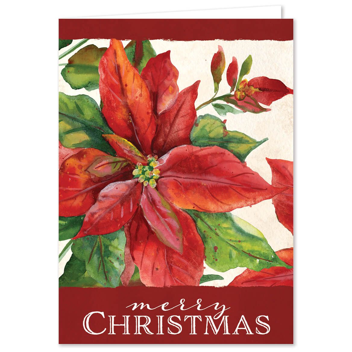 Personalized Peaceful Poinsettia Christmas Cards, Set of 20 + '-' + 378736