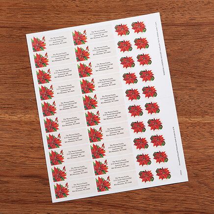 Personalized Peaceful Poinsettia Address Labels and Seals, Set of 20-378744