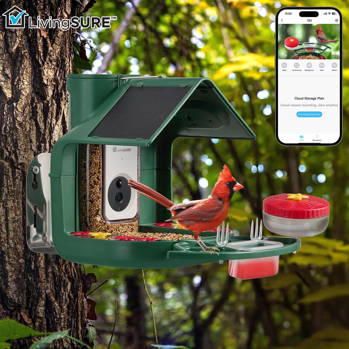 2-In-1 Smart Video Birdfeeder by LivingSURE™-378760