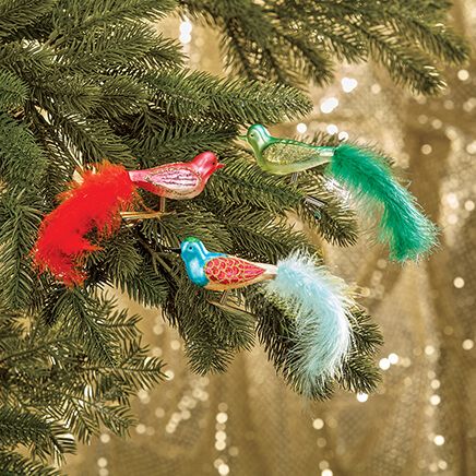 Vintage Bird Glass Clip Ornaments, Set of 3 by Holiday Peak™-378763