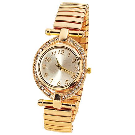 Faux Diamond Accent Stretch Watch-378782