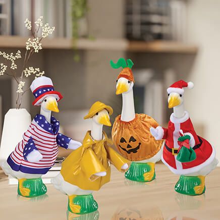 Gaggleville® 7"H Desktop Goose Statue with All-Seasons Outfit Bundle-378951