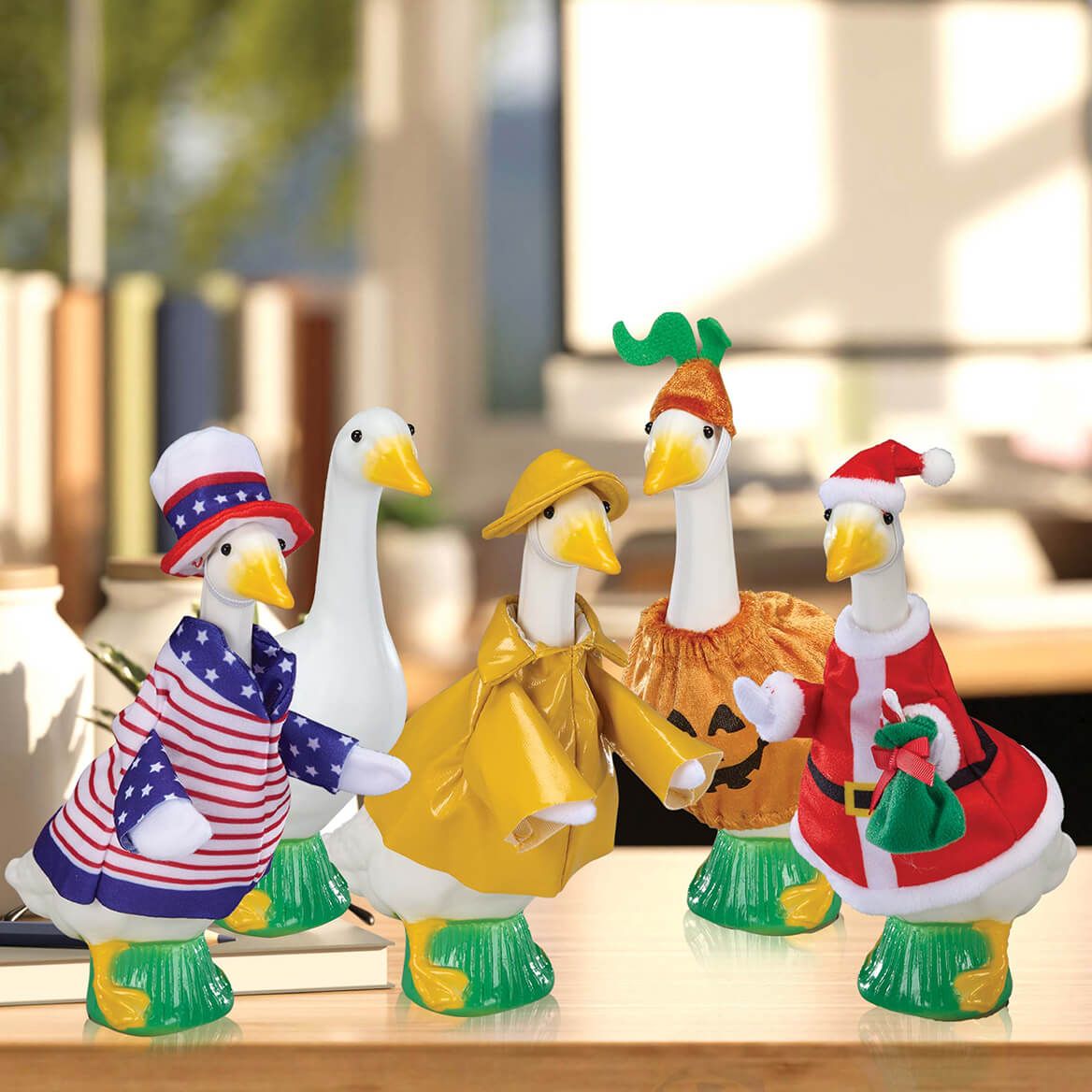 Gaggleville® 7"H Desktop Goose Statue with All-Seasons Outfit Bundle + '-' + 378951