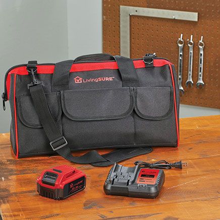 View product details for 4Ah Battery, Charger and 19" Tool Bag Set by LivingSURE™