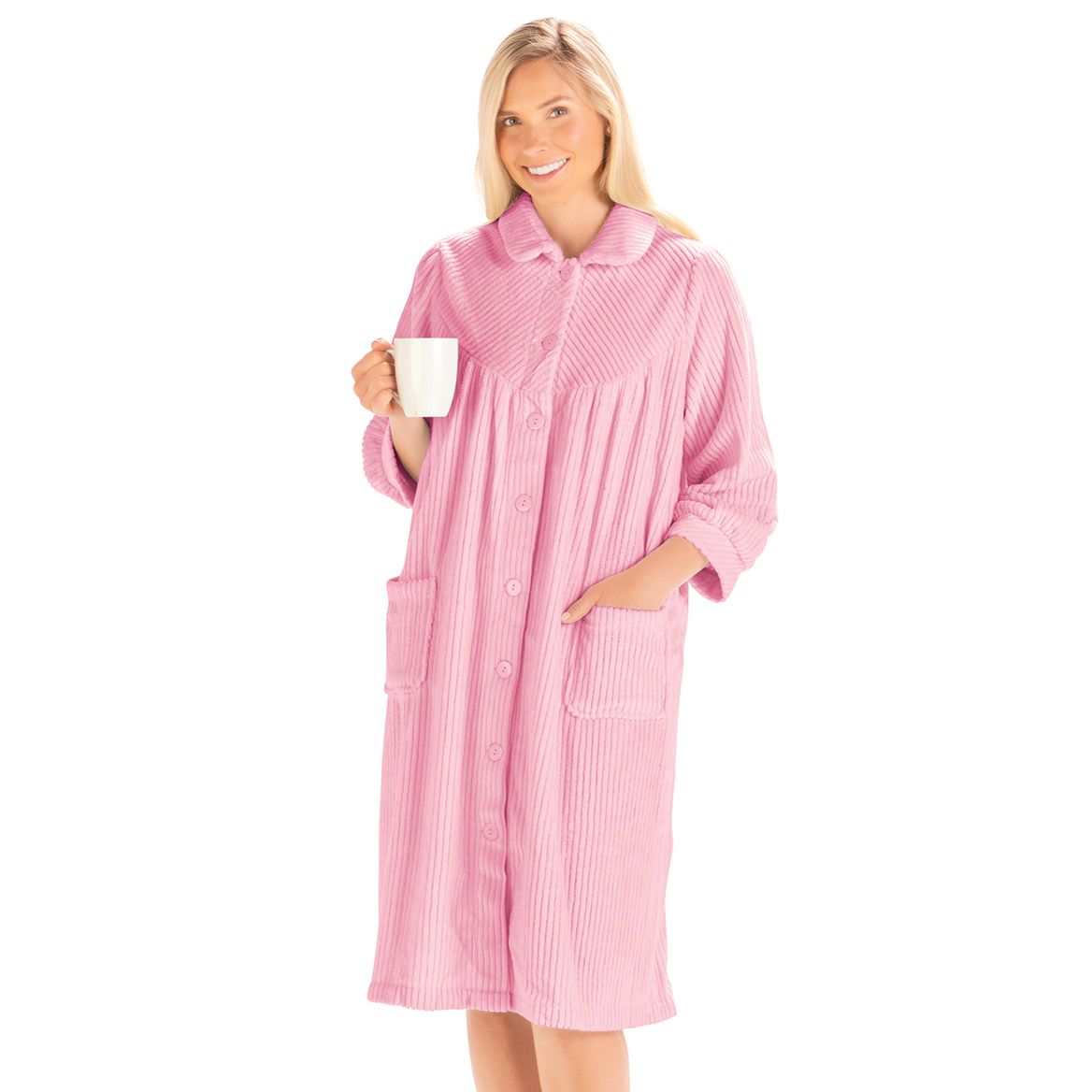 Plush Button-Front Robe