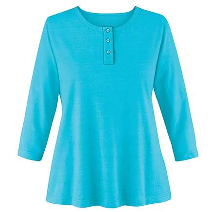 View product details for 3/4-Sleeve Knit Henley Top By Collections Etc.™