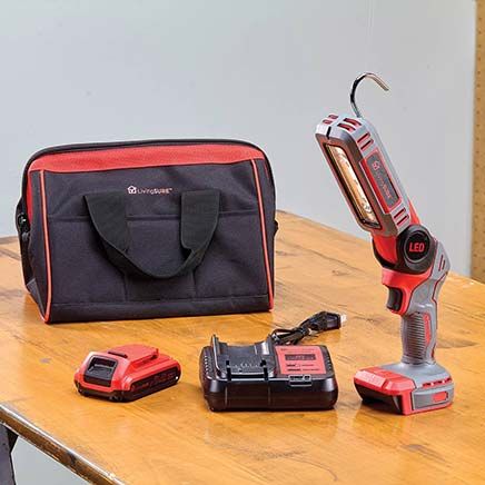 Cordless LED Worklight, Battery, Charger and Bag Set By LivingSURE™-379905