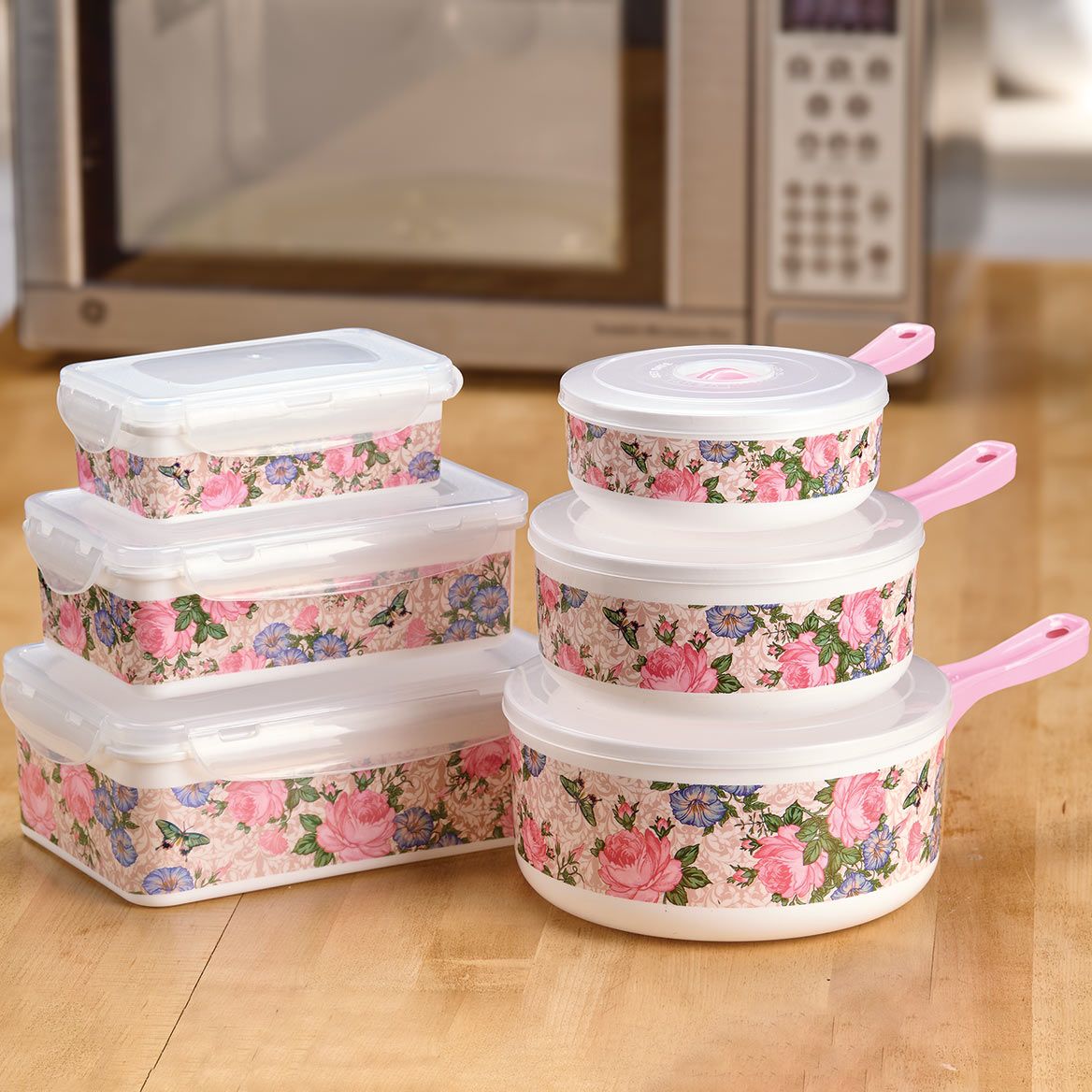 12-Pc. Floral Microwave/Storage Set by Chef's Pride™ + '-' + 380167