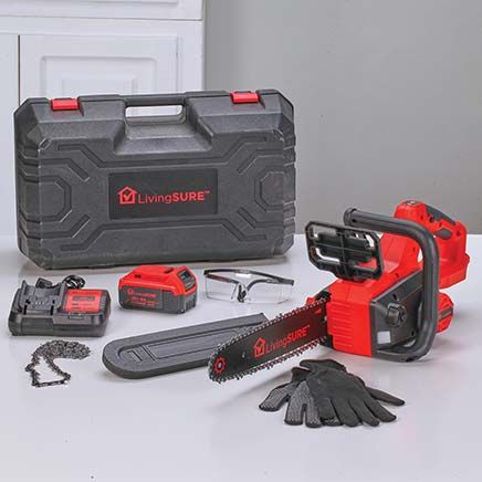 12" Cordless Chainsaw, Battery and Charger Set By LivingSURE™-380214