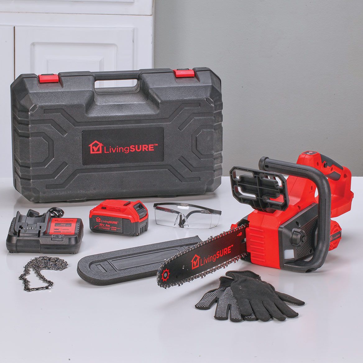 12" Cordless Chainsaw, Battery and Charger Set By LivingSURE™ + '-' + 380214