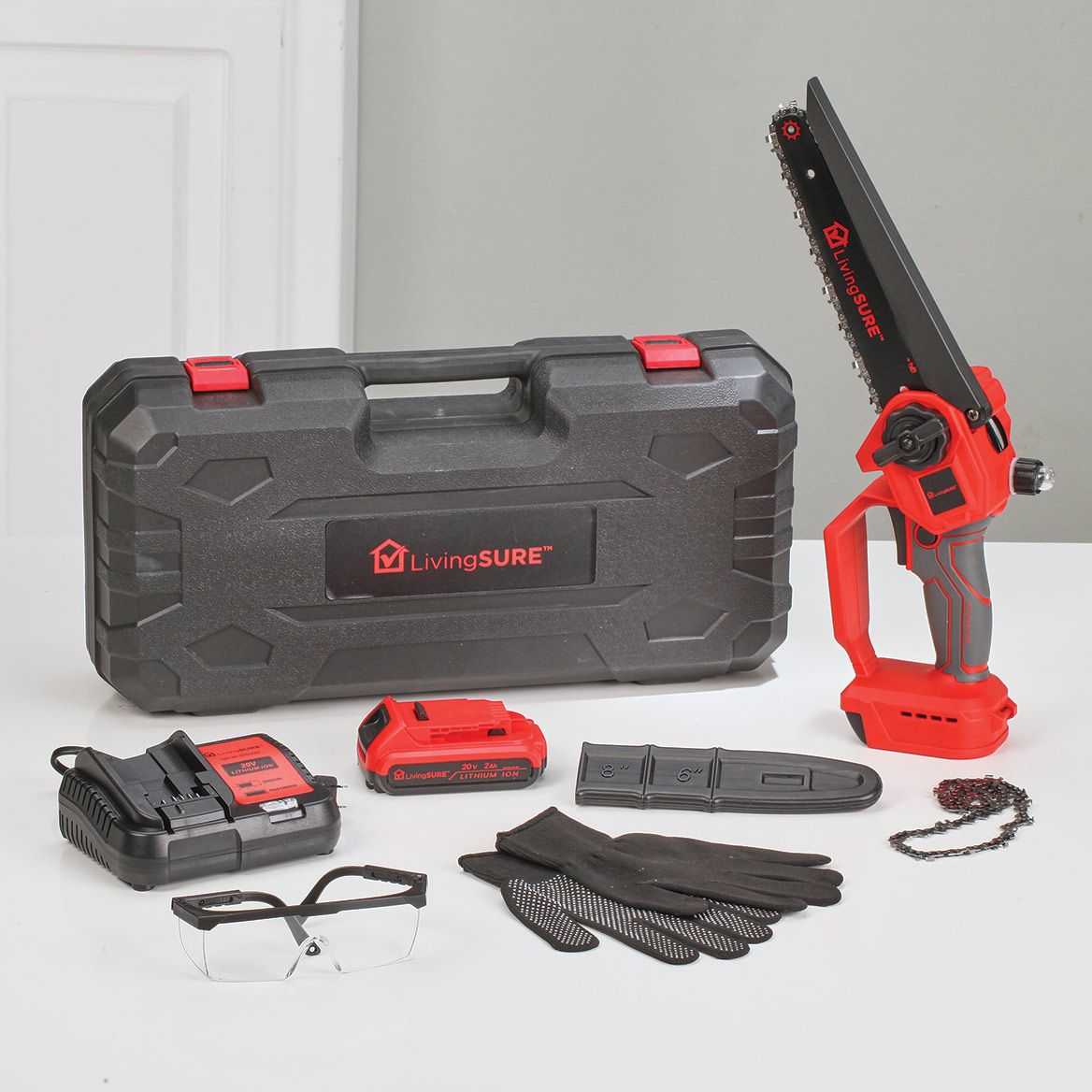 8" Chainsaw, Battery, Charger and Bag Set By LivingSURE™ + '-' + 380217