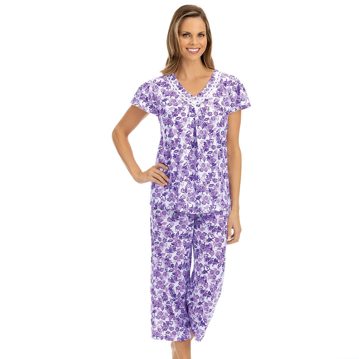 Floral Print Capri Pajama Set