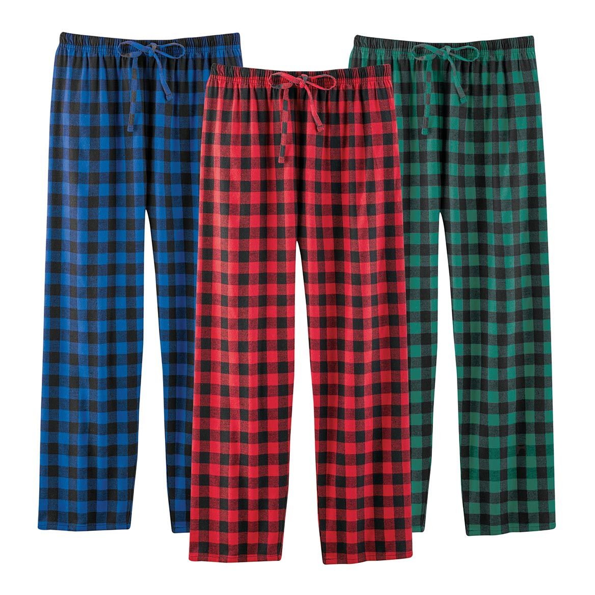 Men's Buffalo Check Pajama Pants, 3 Pairs