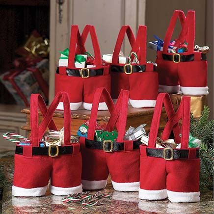 Santa Pants Treat Bags, Set of 6-380338