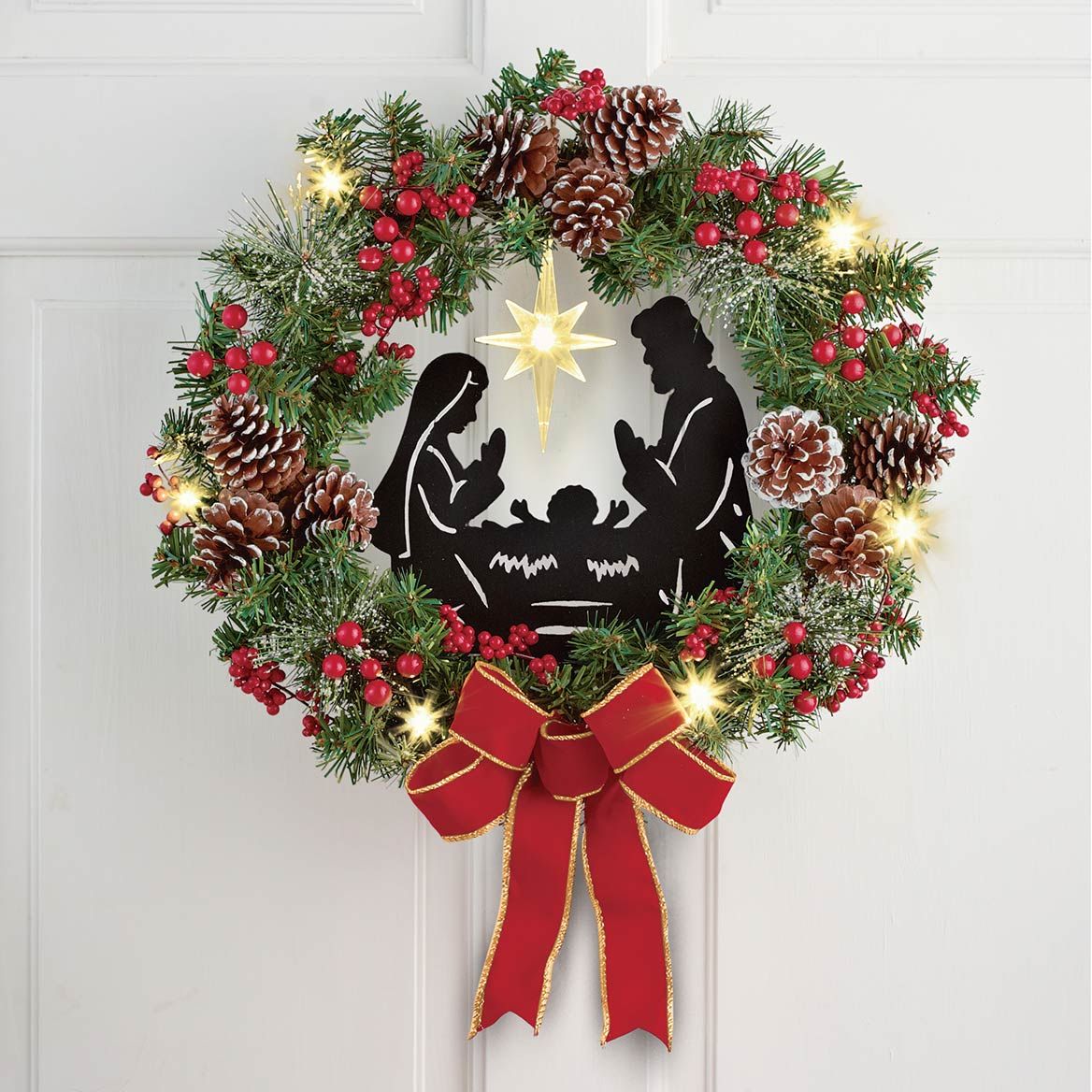 Lighted Nativity Wreath + '-' + 380348