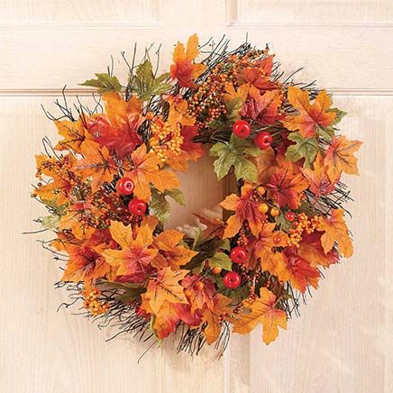 Berry and Autumn Leaves Wreath-380350