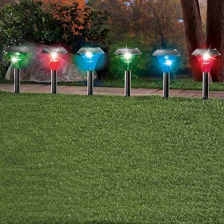 Color-Changing Solar Stakes, Set of 6-380355
