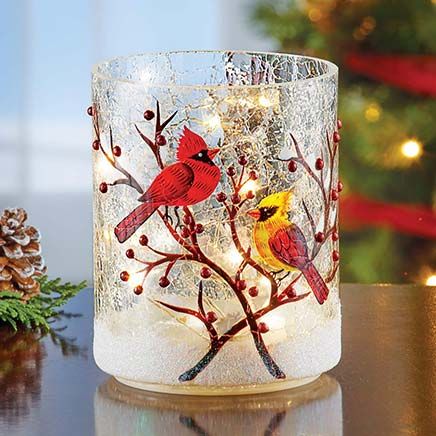 Cardinals Lighted Hurricane Lantern-380379