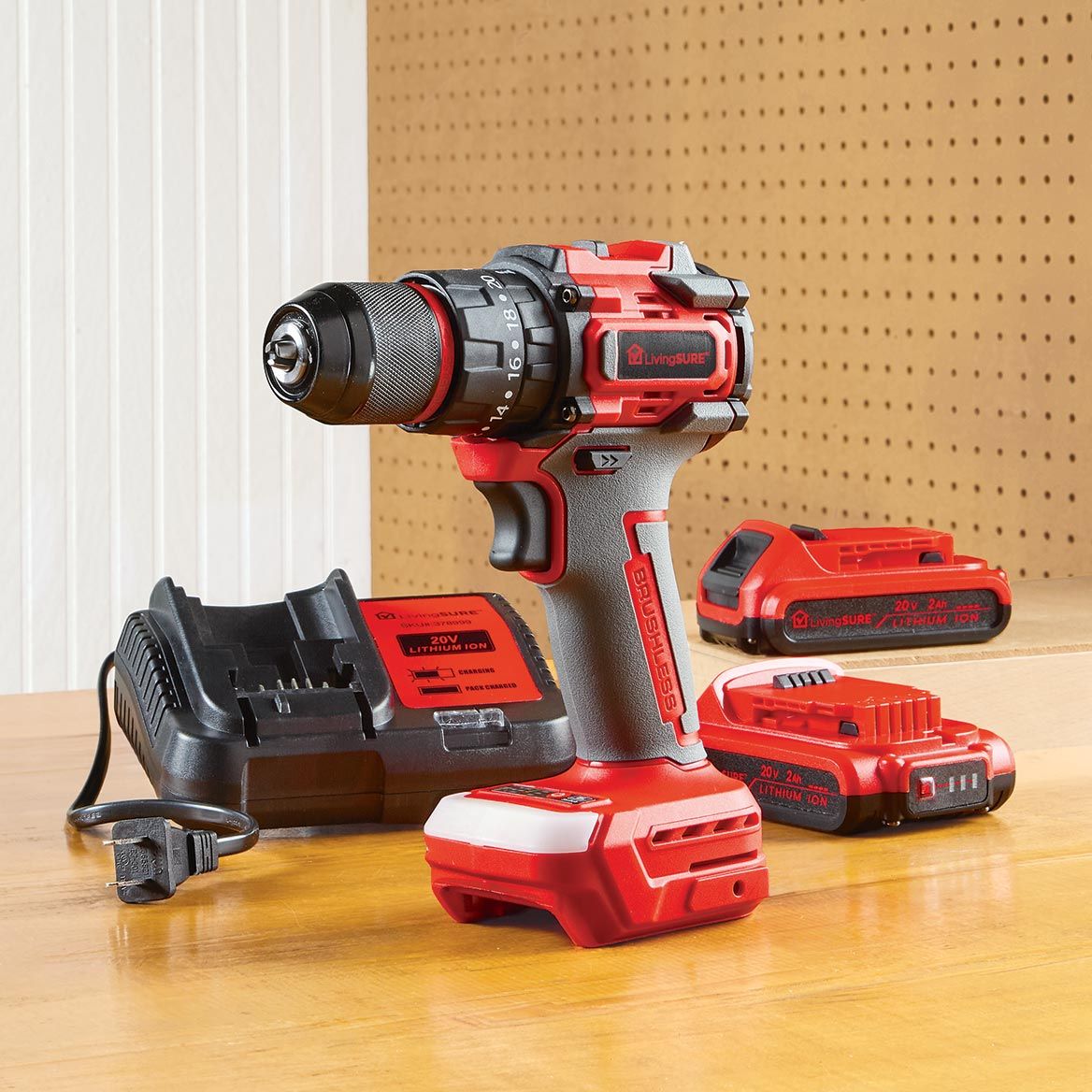 Cordless Drill, 2 Batteries and Charger Set By LivingSURE™ + '-' + 380516