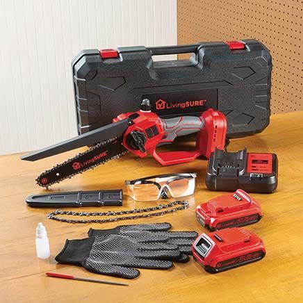 8" Chainsaw, 2 Batteries and Charger Set By LivingSURE™-380524