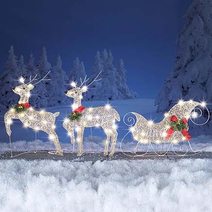 View product details for 3-Piece Light-Up Santa's Sleigh Set