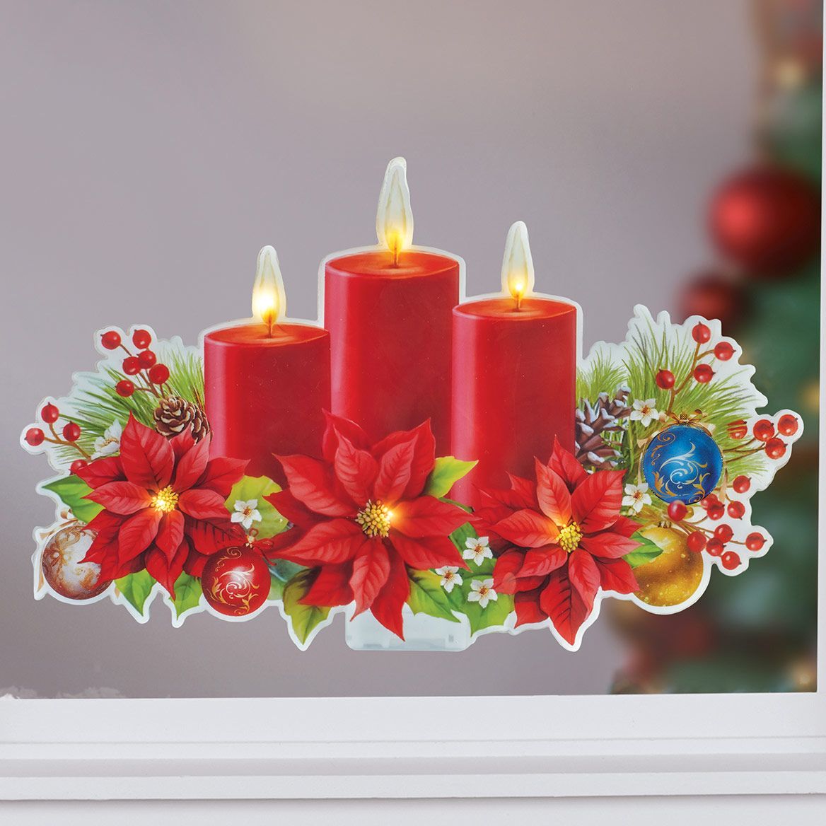 Lighted Christmas Candle Window Cling + '-' + 380685