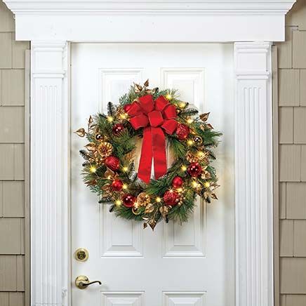 Lighted Red Ornament Wreath By Holiday Peak™