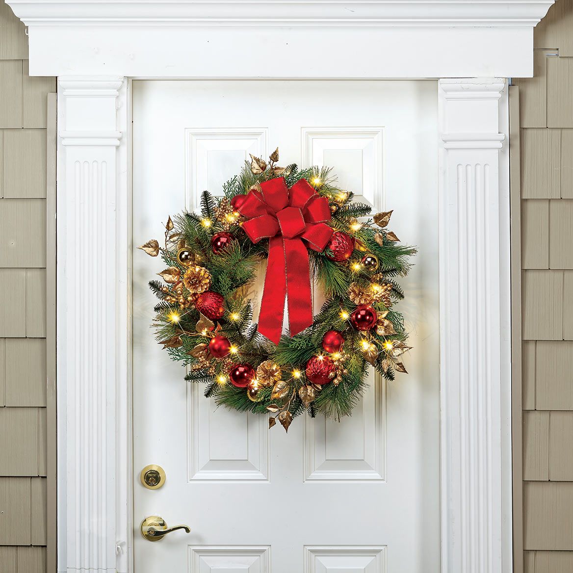 Lighted Red Ornament Wreath By Holiday Peak™