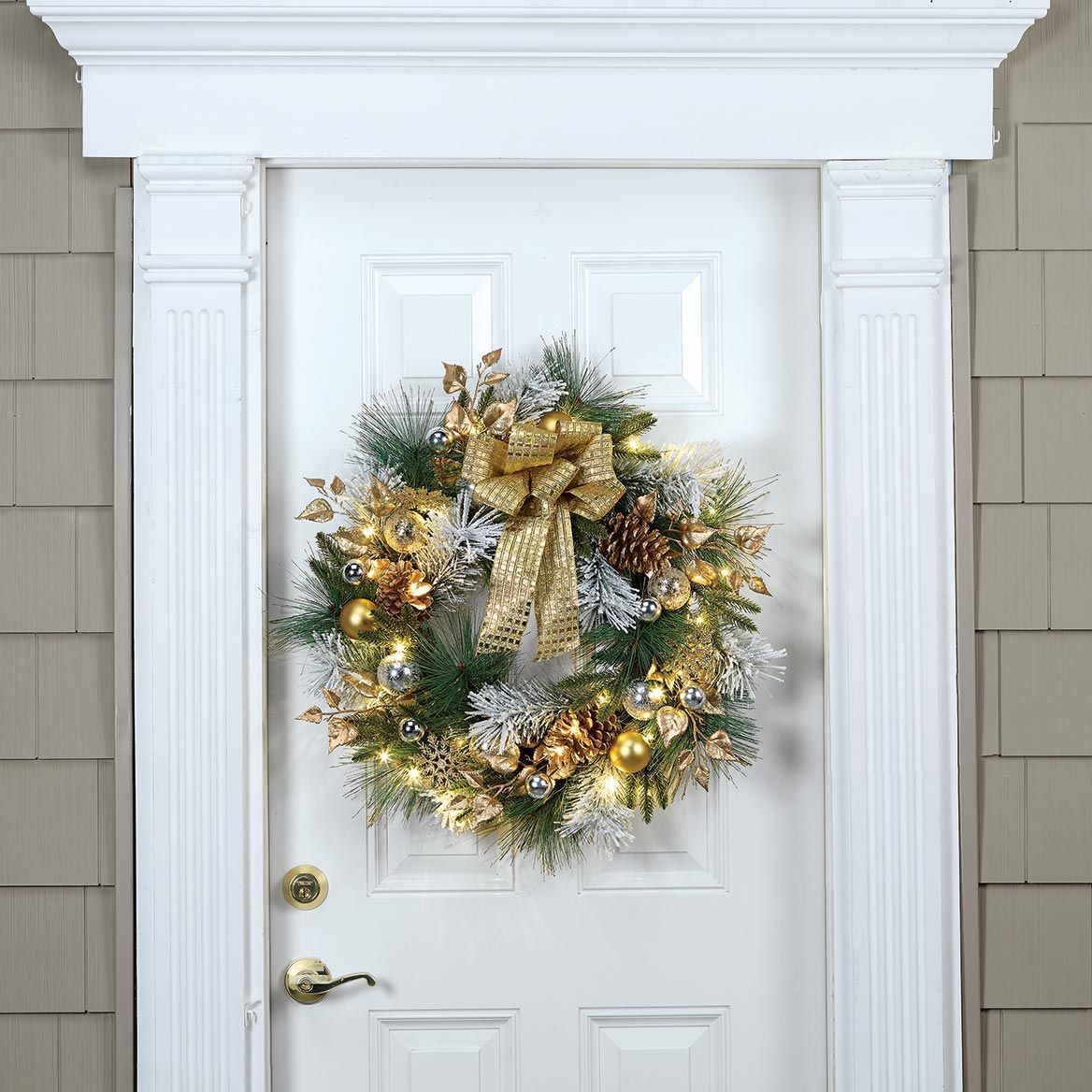 Golden Holiday Lighted Wreath By Holiday Peak™