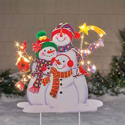 View product details for Solar Family Snowman Stake By Holiday Peak™